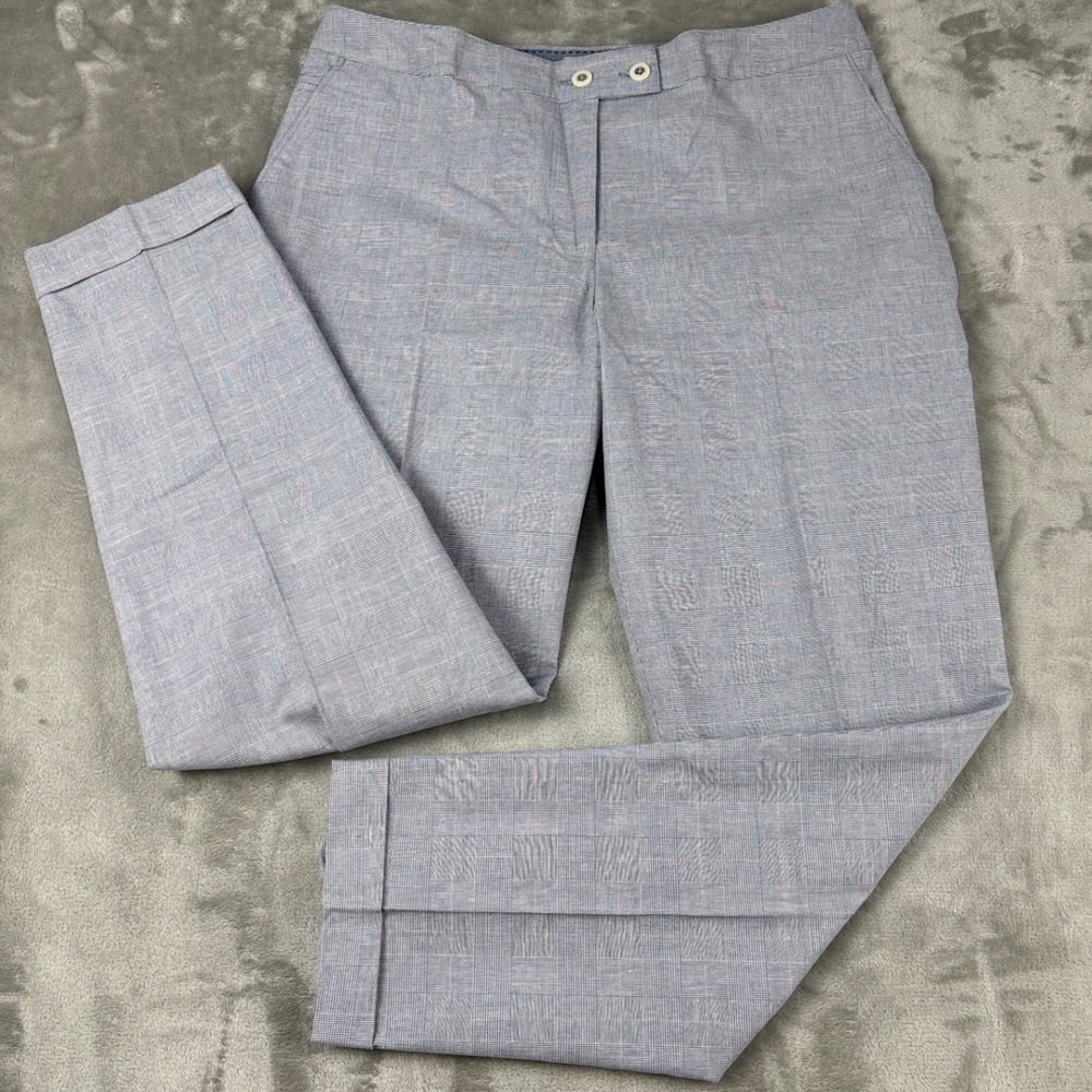 Bobby Jones Blue Glen Plaid Cuffed Tailored Trousers Pants Womens Size 8